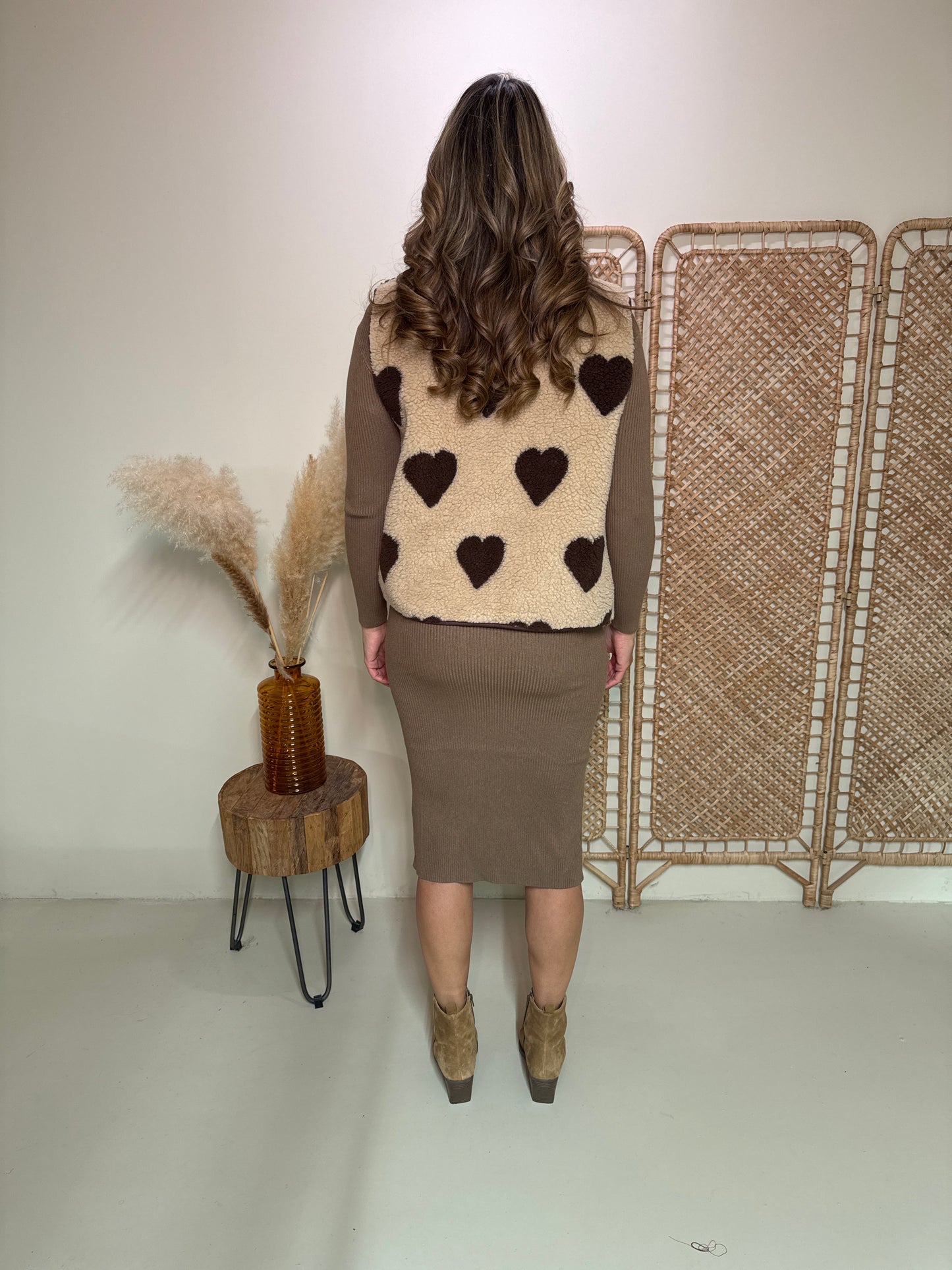 Teddy Heart Gilet Bruin