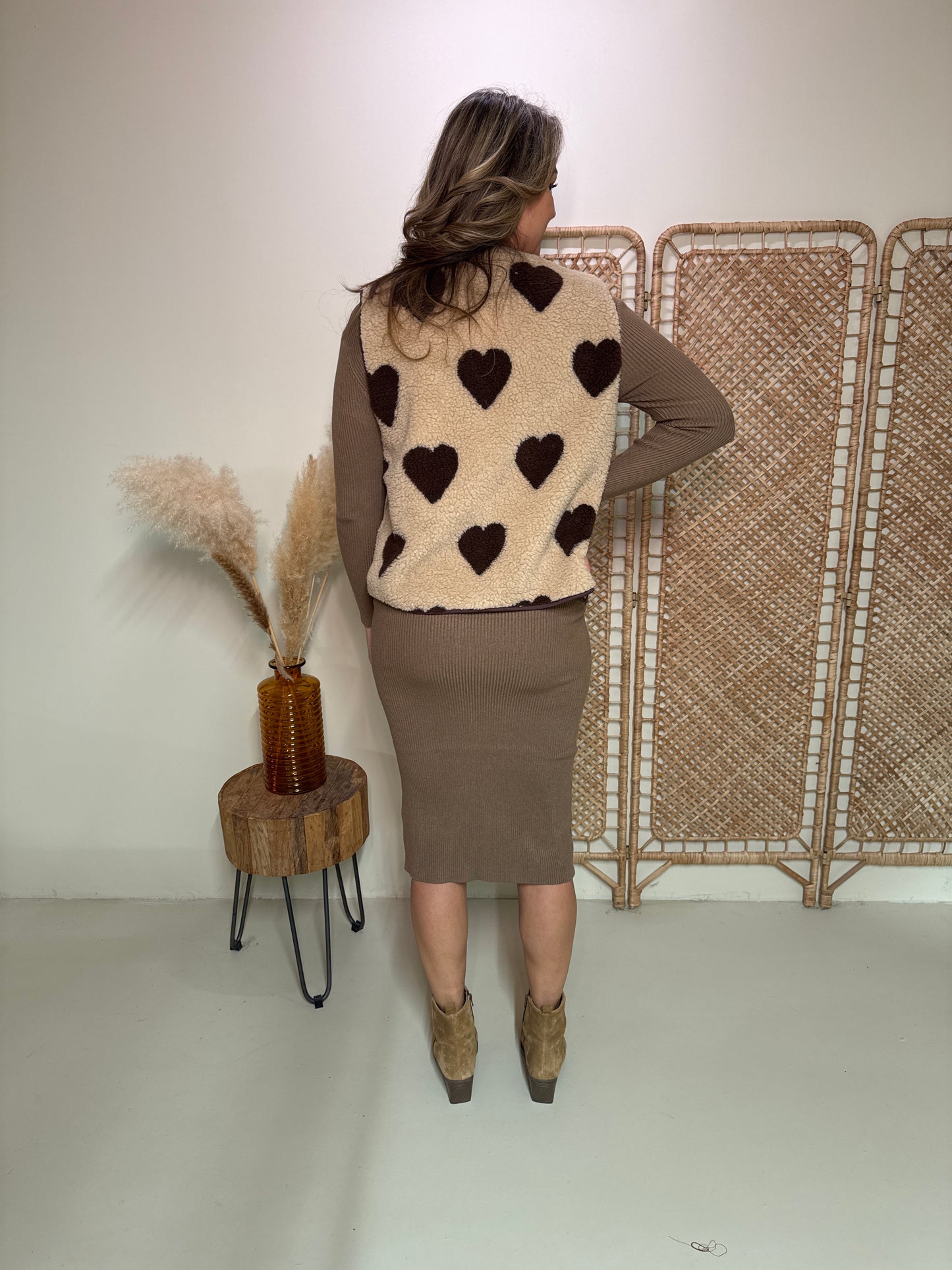 Teddy Heart Gilet Bruin