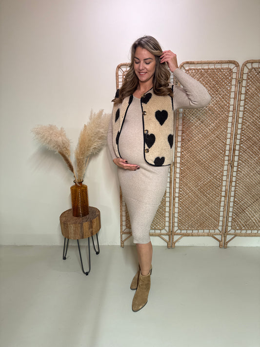 Teddy Heart Gilet Zwart