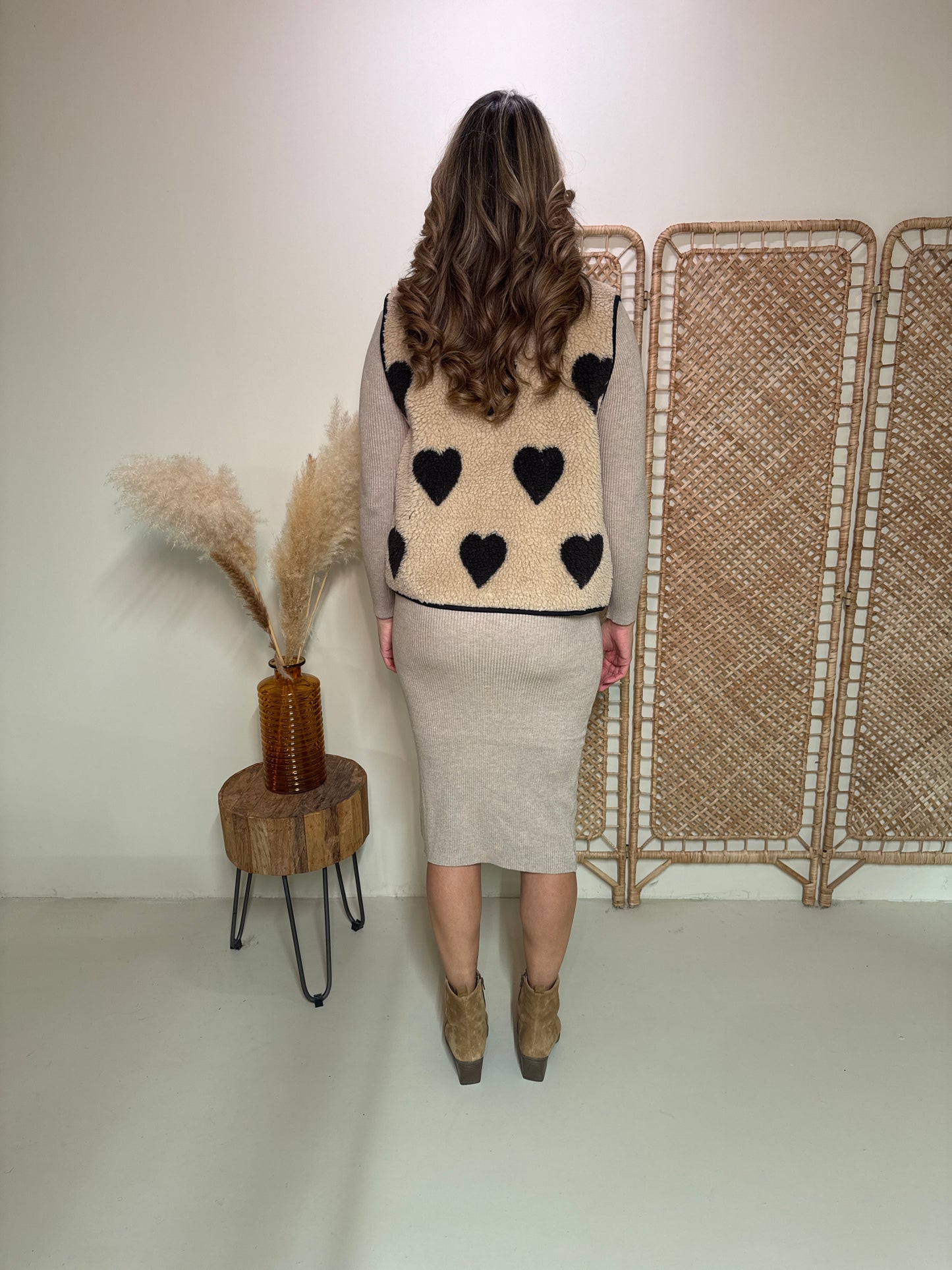 Teddy Heart Gilet Zwart